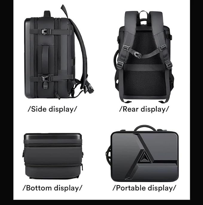 GetZget® luggage, laptop Carrying Case Hard shell Bag Multipurpose traveling Backpack with USB Charging Port/extendable/suitcase/Luggage/Travel bag (Black)