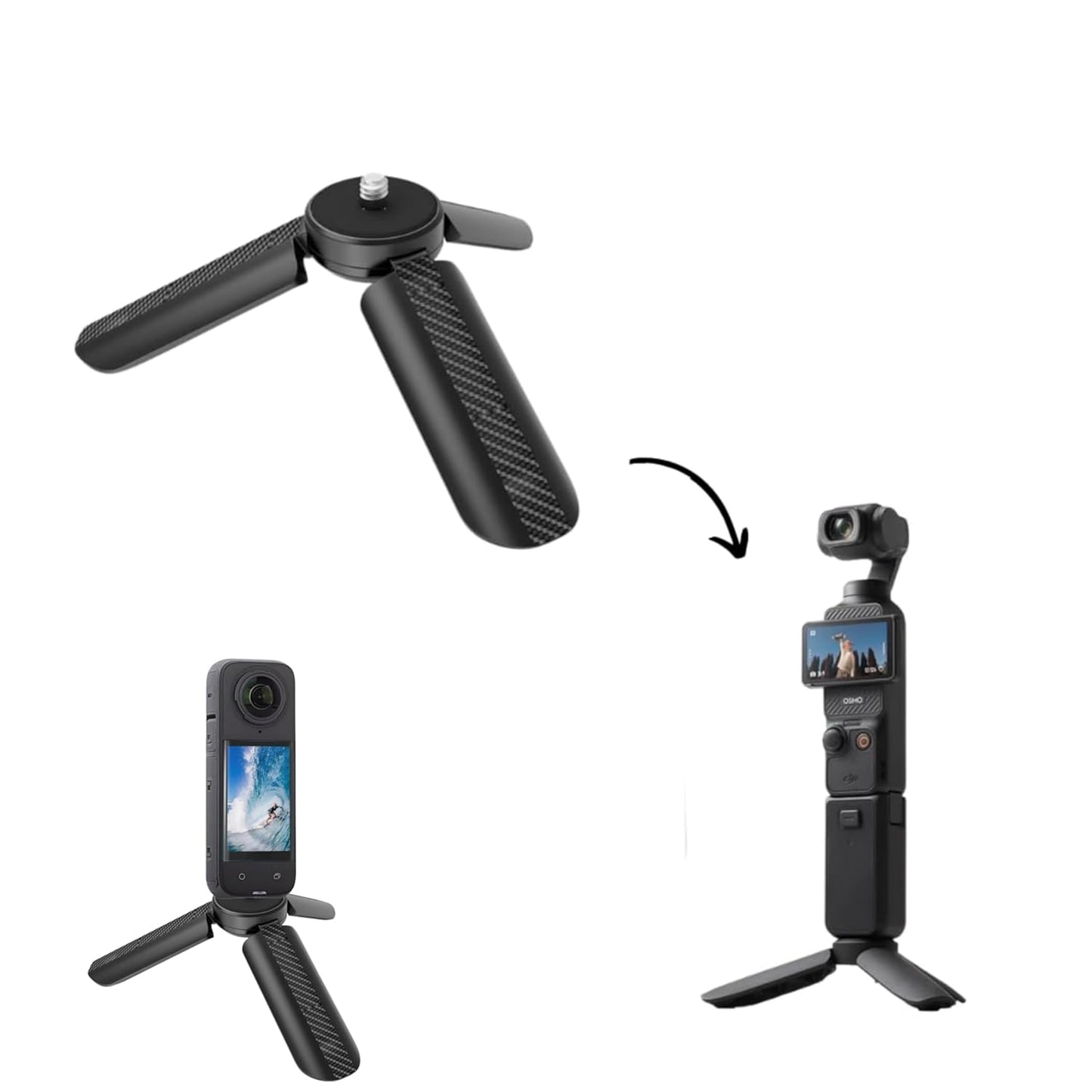 Mini Tripod Desktop Stand Holder For DJI OSMO Pocket 3/ 2, DJI Action 4/3, Insta360 X2/ X3/ X4, Gopro Camera 