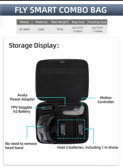 Fly More Combo Bag for DJI Avata Hand/Shoulder Travel Protective Carry Case