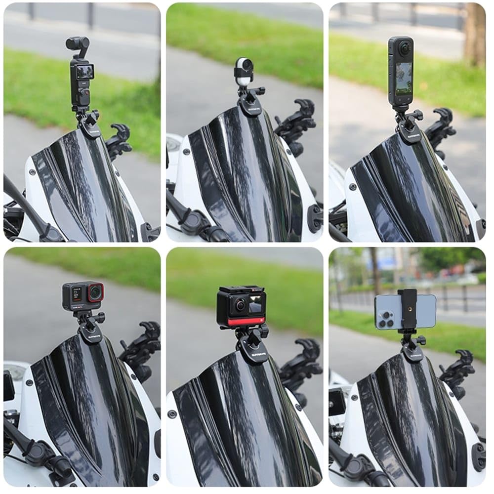  Motorcycle Windshield Mount For DJI Osmo 360, Pocket 3, Action 4/5/5pro, Insta 360 X5/X4/X3, Go Pro Hero 12/11/10 Action Camera Accessory