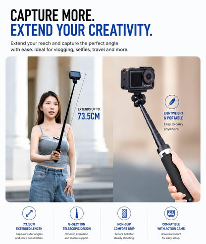  Martvsen Universal Selfie Stick Tripod for Insta360 X5/X4/X3/X2, DJI Osmo Action 5 Pro/4/3, Osmo Pocket 4,3, GoPro Hero Series