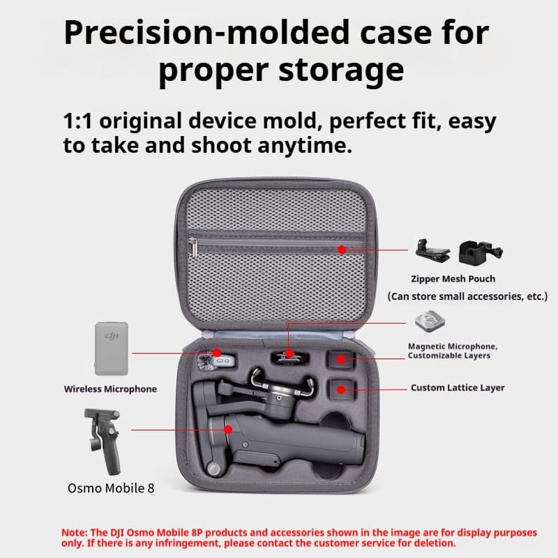 GetZget® Carrying Case For DJI Osmo Mobile 8 Pro (OM 8P) Portable Mobile Gimbal & Accessories Storage Bag (Grey- Big)