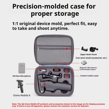 GetZget® Carrying Case For DJI Osmo Mobile 8 Pro (OM 8P) Portable Mobile Gimbal & Accessories Storage Bag (Grey- Big)