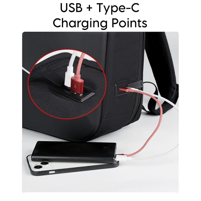 Laptop Bag Multipurpose Fashion Hard Case Backpack for School/College/Office With USB & Type-C Charging Port & Number Lock (Blue)