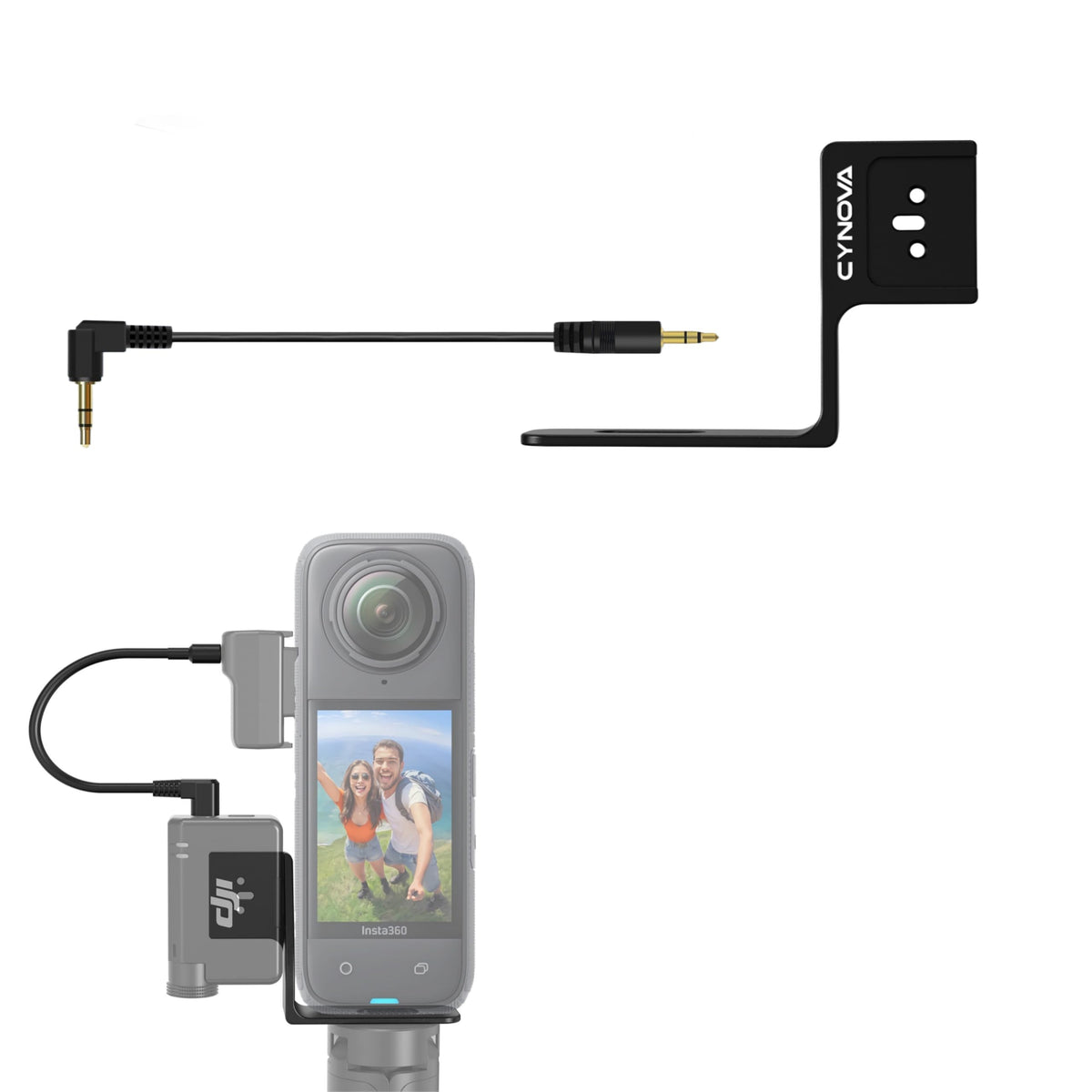 Cynova DJI Mic Mini Receiver Cold Shoe Mount for Insta360 X5, X4 and X3