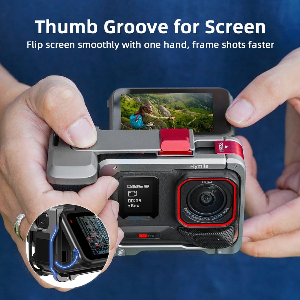 GetZget® Flymile Xplore Grip Kit  Insta 360 Ace pro 1/ pro 2 Camera Metal Hand Grip with Lens Cap 