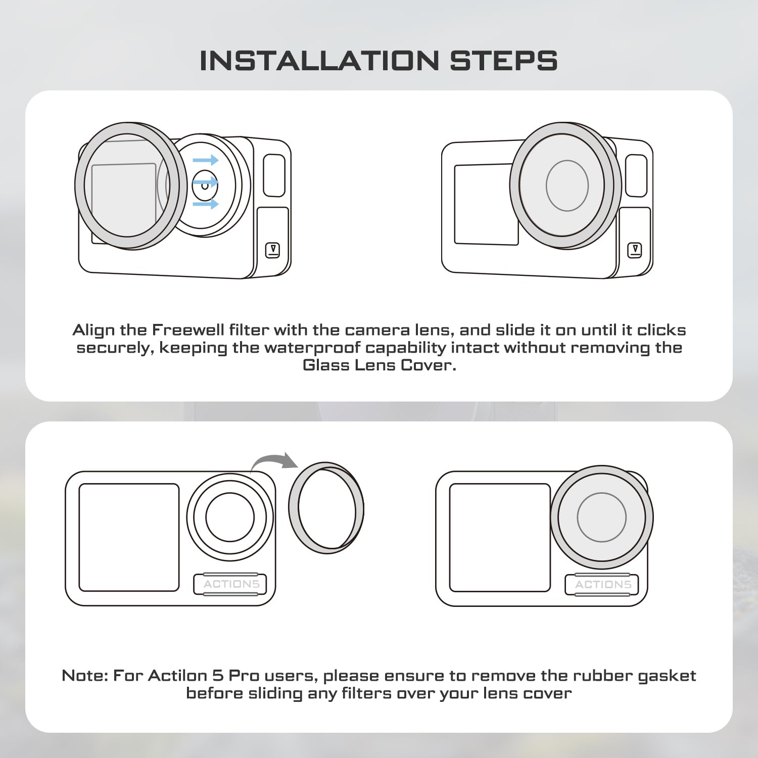 Freewell ND8, ND16, ND32, ND64 Standard Day Filter Set for Osmo Action 5 Pro