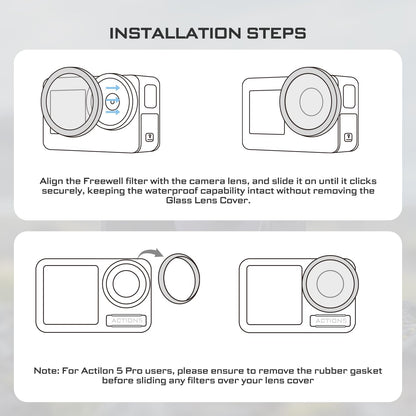 Freewell ND8, ND16, ND32, ND64 Standard Day Filter Set for Osmo Action 5 Pro