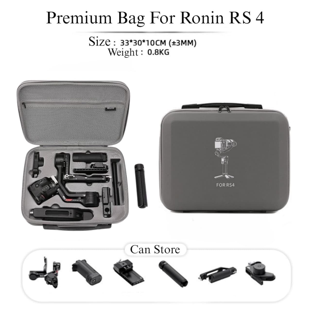 Bag for DJI Ronin Rs 4 Gimbal & Accessories Storage Bag Travel Protection Large Capacity Case (Grey)