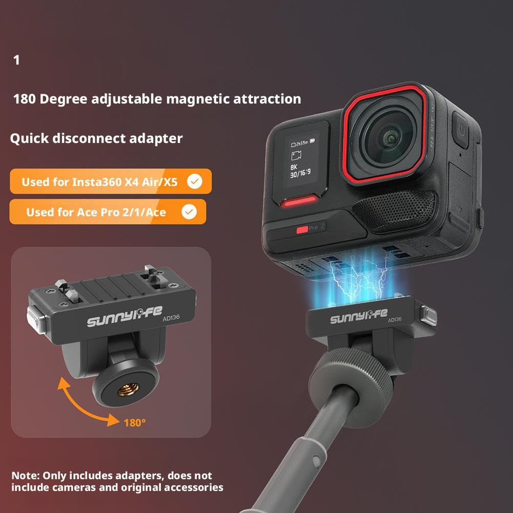 Adjustable Quick-Release Adapter Mount For Insta360 X4 / X5 / Ace/Ace Pro/Ace Pro 2 / X4 Air Camera