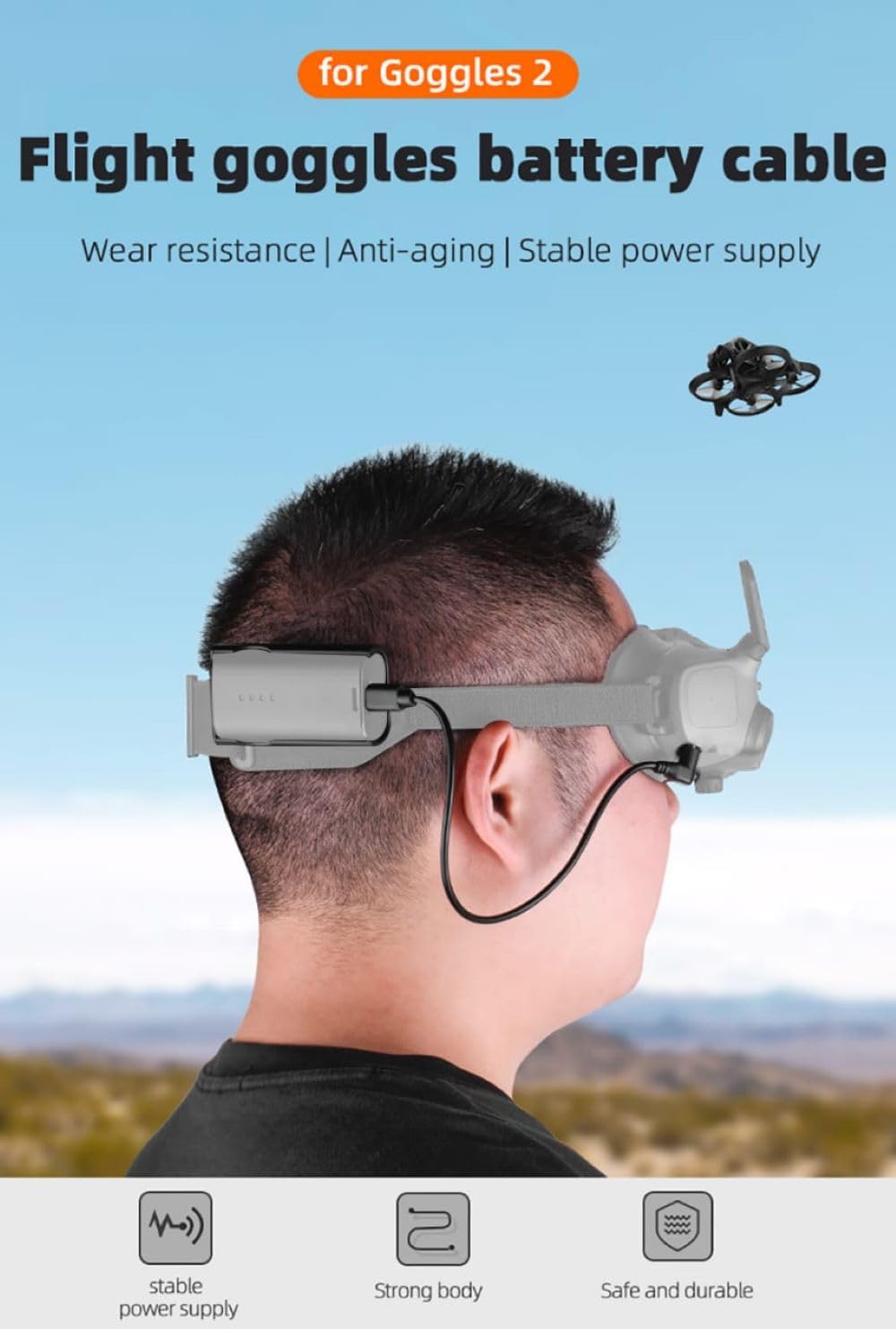 Battery Buckle Clip for DJI Avata Goggles 2 with Charging Cable (view 3)