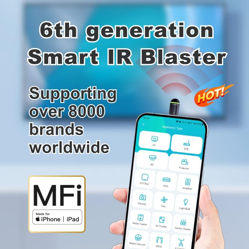 Ocrustar MFi Mini IR Adapter 6th Generation(2025) For iPhone 17/16//15