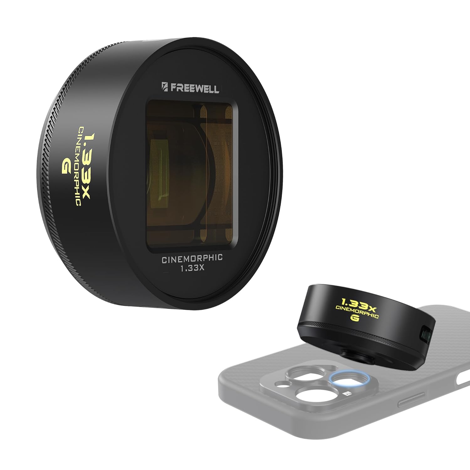 Freewell 1.33x Gold Anamorphic Lens Compatible with 17mm Mount iPhone, Samsung