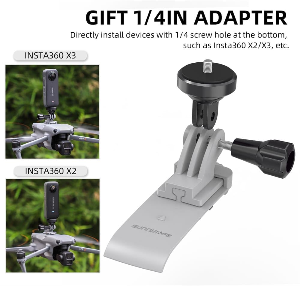 Action Camera Holder Mount Expansion Bracket for DJI Air 3 -Mount for Gopro, insta360, DJI Action Camera - GetZget