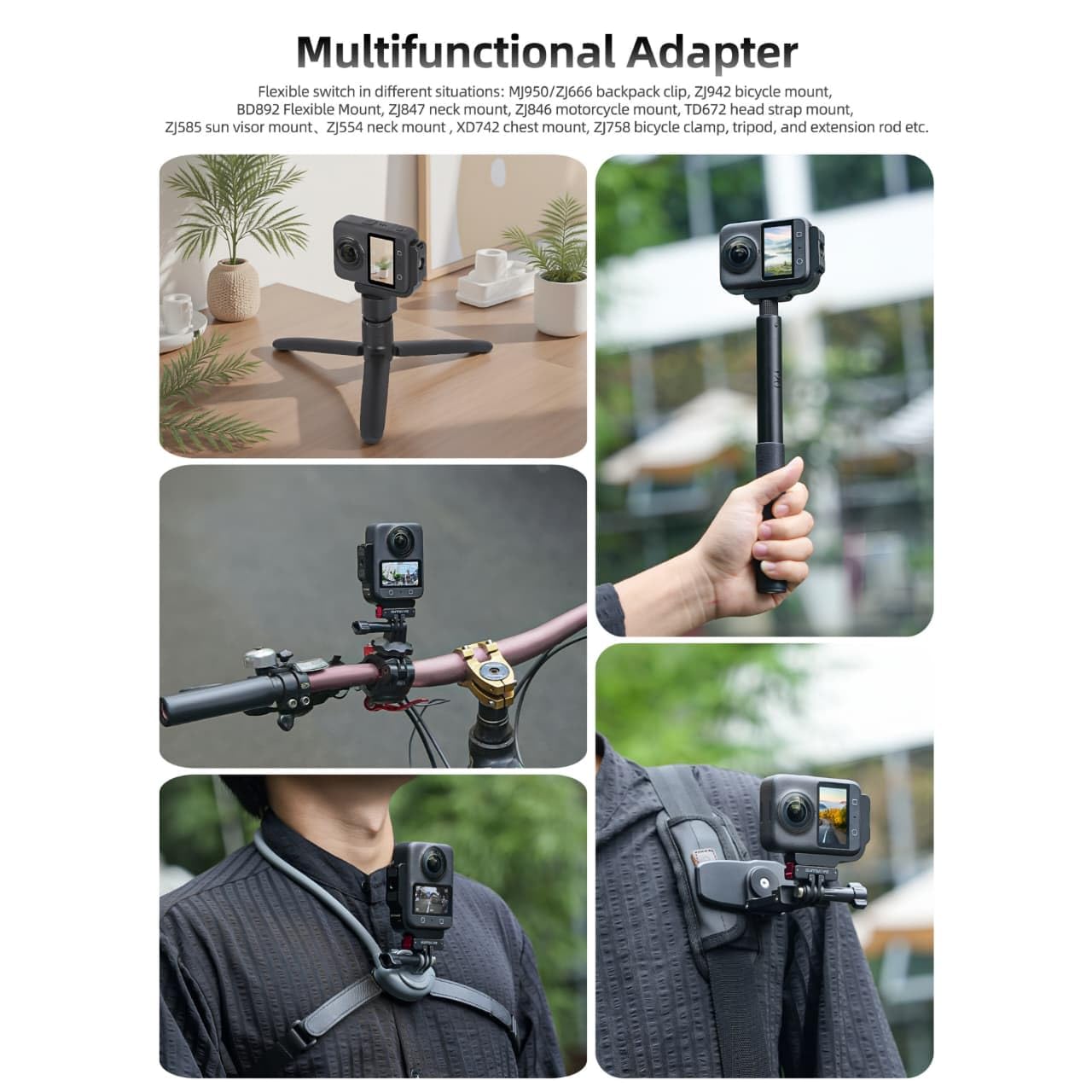 Universal Vertical & Horizontal Mount for DJI Osmo 360 – Dual-Angle Tripod with Magnetic Adapter Bracket – 1/4" Screw 