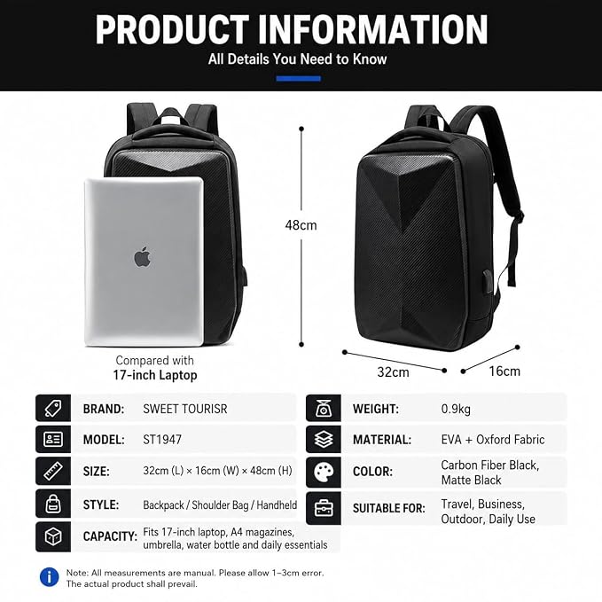 luggage, laptop Carrying Case Hard shell Office/College Bag Multipurpose traveling Backpack