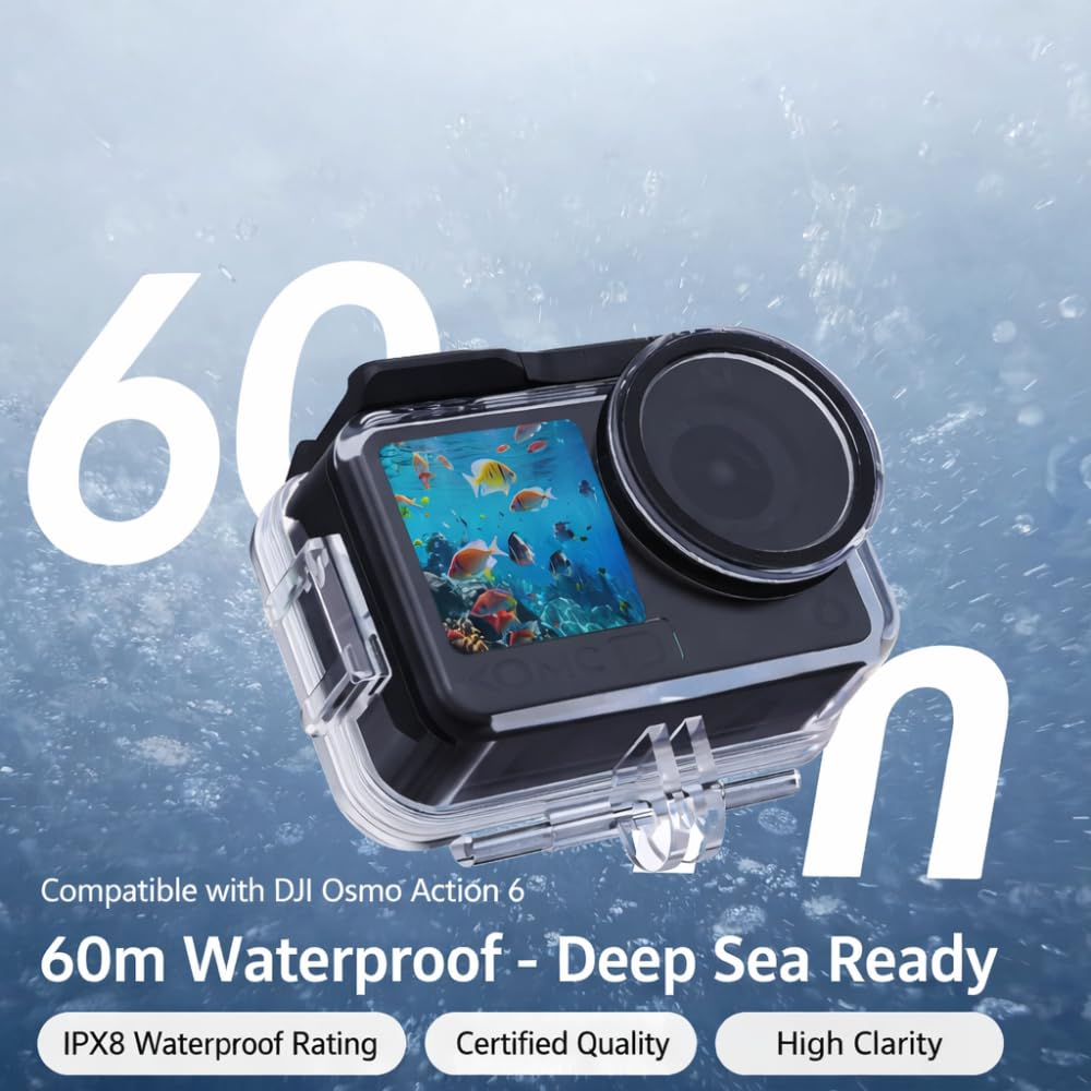 GetZget® Waterproof Case For DJI Osmo Action 6 Camera Underwater Dive Case