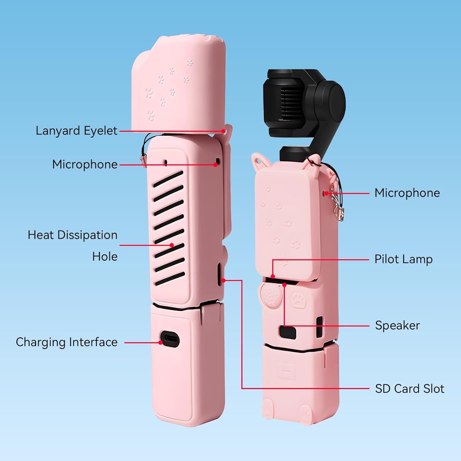 Getzget Silicone Cover for DJI Osmo Pocket 3 Creator Combo Camera Scratch Protector Cover Accessories (Pink)