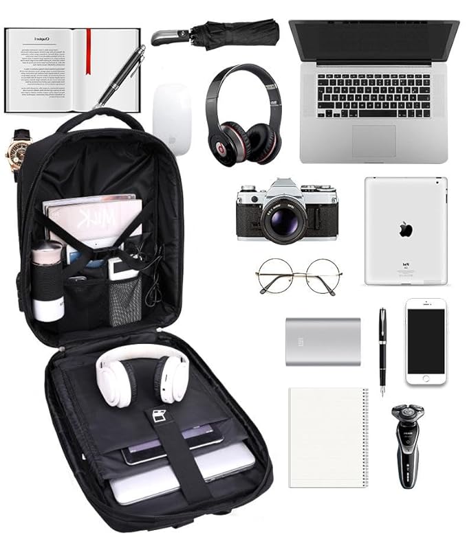 Laptop Carrying Case Bag Multipurpose Fashion Hard Case Backpack for School/College/Office With USB & Type-C Charging Port & Number Lock