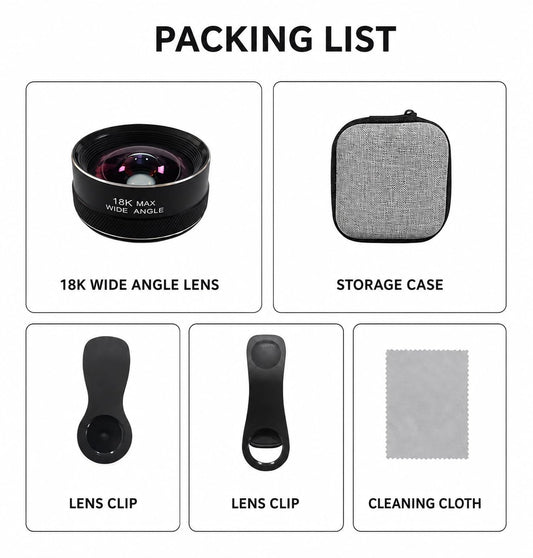 Wide Angle Mobile Phone Camera Lens with ND Filter Clip  for Android & iPhone