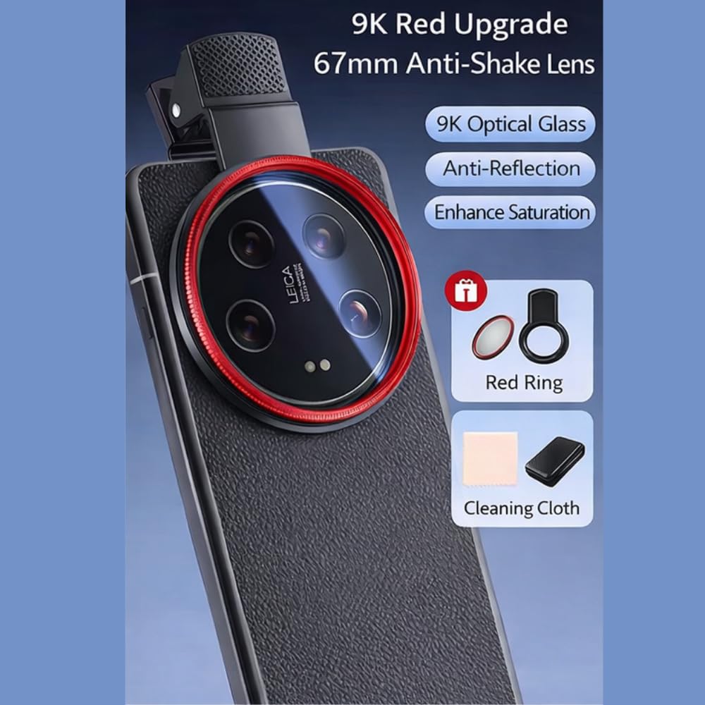 67mm Universal Lens Clip for  Iphone &amp; Android phone can Attach ND,UV,CPL Filters Adapter Ring 