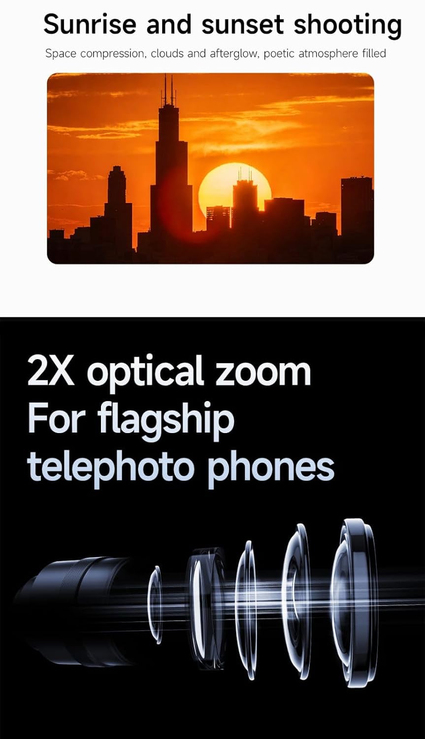 GetZget® 2X Telephoto Lens for iPhone & Android Universal Mobile Camera Zoom Lens 