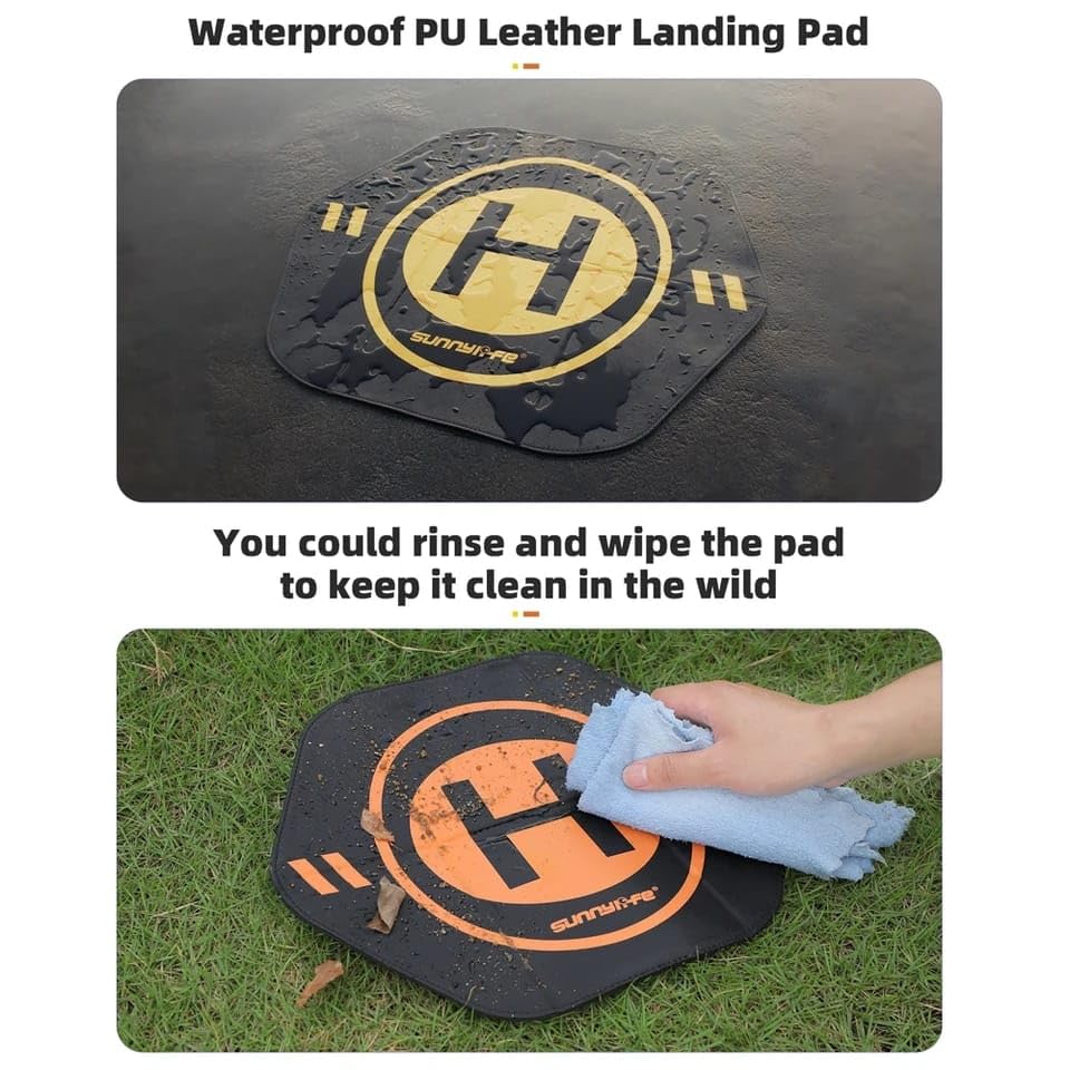 GetZget® Sunnylife Hexagonal PU Leather Landing Pad For DJI Neo, Flip, Mavic Mini/Mini 2/3/ 4 Pro, Avata 1/2, Tello Waterproof Safety Helipad Accessories