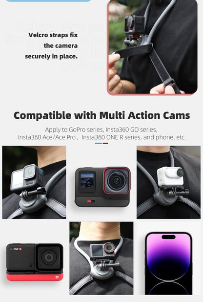 Sunnylife POV Neck Mount for Action Camera For DJI Osmo 360, Action 3/4/5 PRO, Insta360 X3,X4,X5,ACE 2 PRO, Gopro Series Camera Accessories