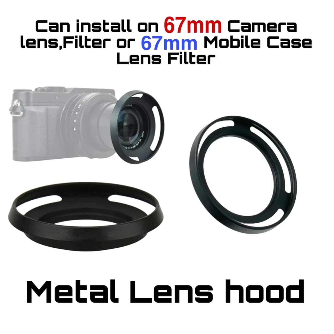 67mm Lens Hood Compatible with Samsung Galaxy Ultra S22, S23, S24 Mobile Cover, DSLR Camera Lens Protector Accessories
