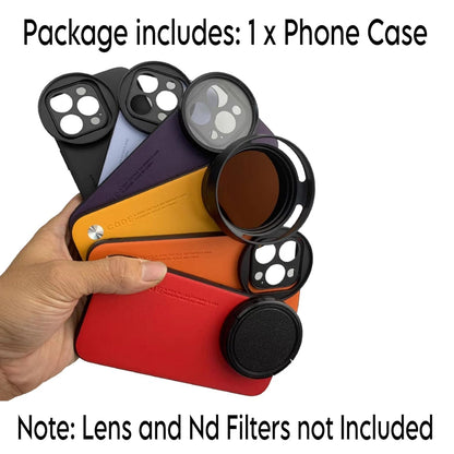Phone Case For iPhone 15 Pro for 58mm Lens Nd Filter Attachable Aluminum Slot 
