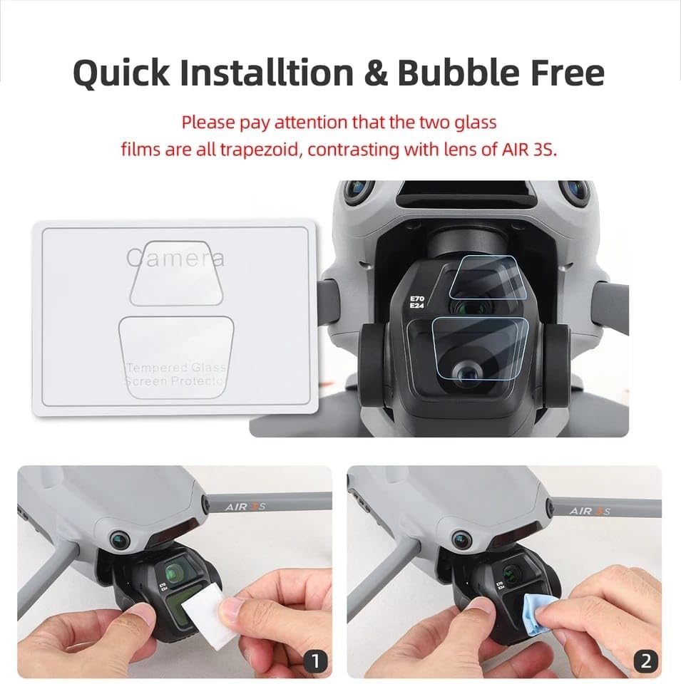 Tempered Glass Dual Lens Protector for DJI Air 3S Gimbal Camera (2-Pack) (view 3)