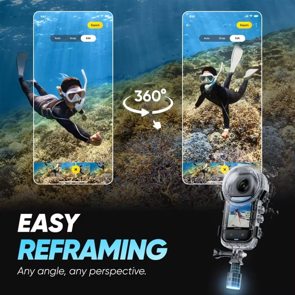 GetZget® Waterproof 60M Underwater Invisible Dive Case For Insta360 X5 – High-Performance Protective Housing for 360° Photography