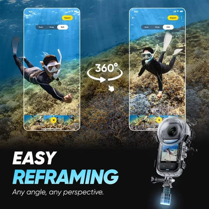 GetZget® Waterproof 60M Underwater Invisible Dive Case For Insta360 X5 – High-Performance Protective Housing for 360° Photography