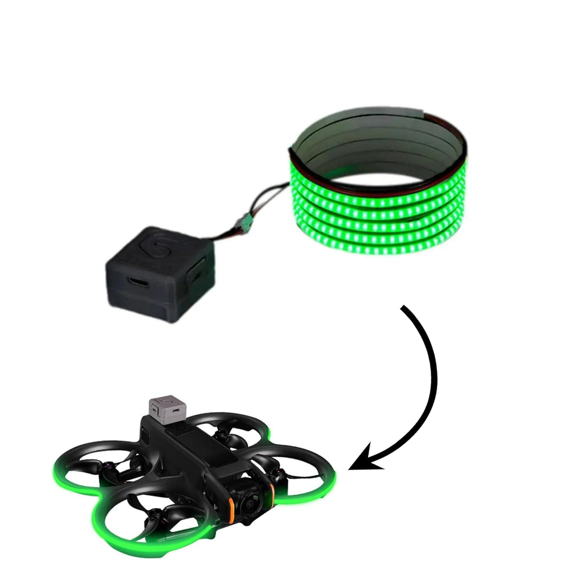 Waterproof LED Light Strap for DJI Avata 2 (3 Modes, Fluorescent Green)