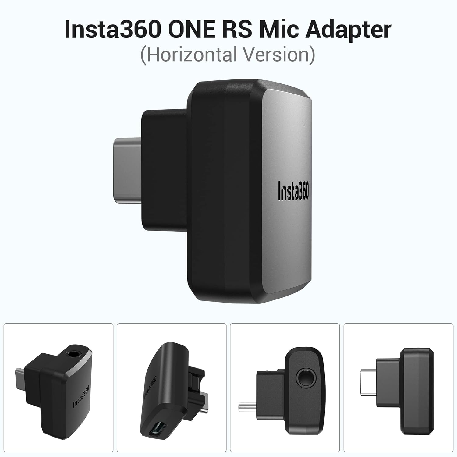 Insta360 ONE RS Dual Mic Adapter, Capture Audio 3.5mm Mic USB-C Port (Horizontal Version)