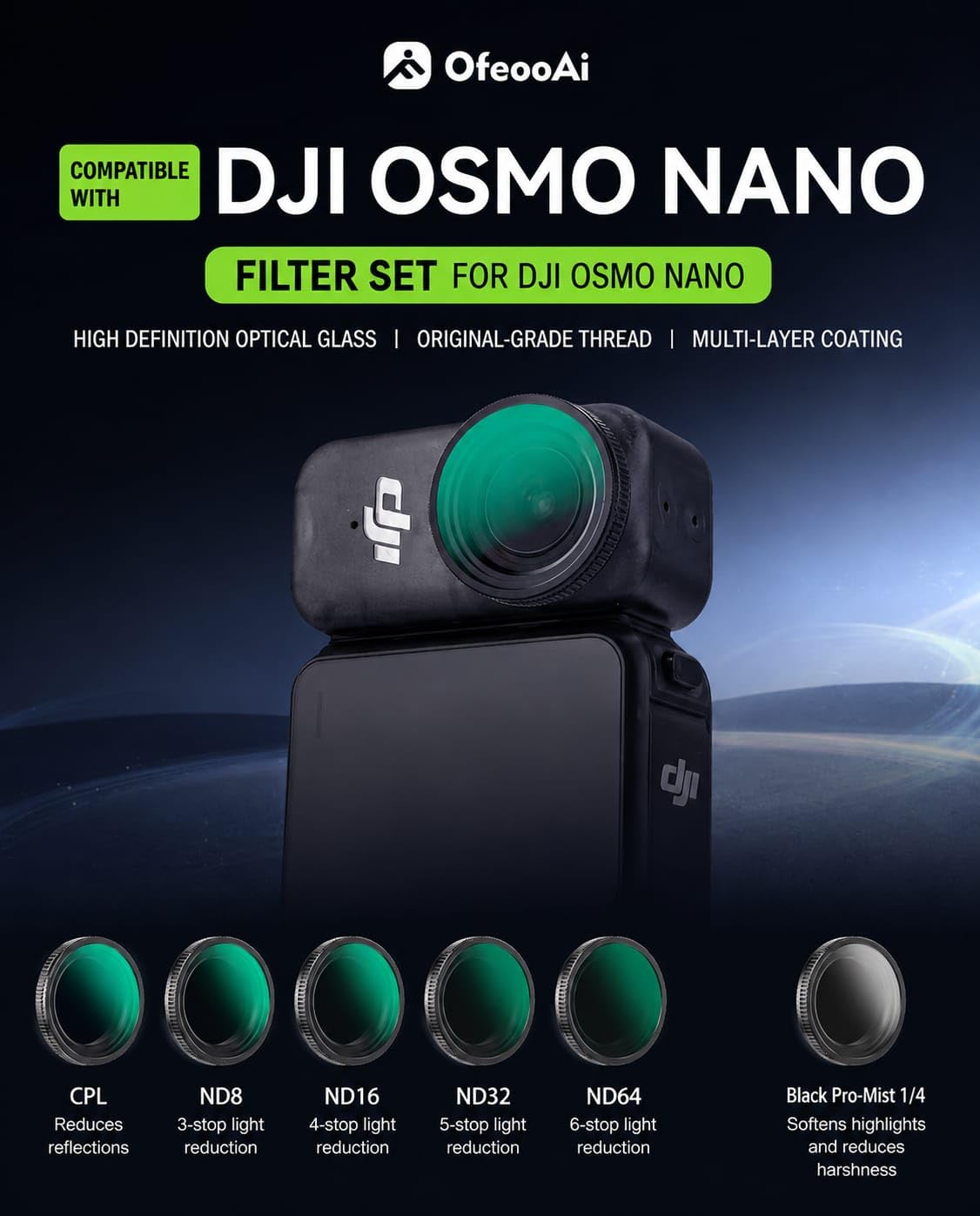 ND Filter Set For DJI Osmo Nano | ND8, ND16 & ND32 Camera Lens Filter