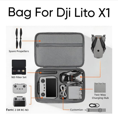 GetZget® Carrying Case Bag For DJI Lito X1 & Accessories Compact Combo Case Travel Protection (Lito X1)(Grey)