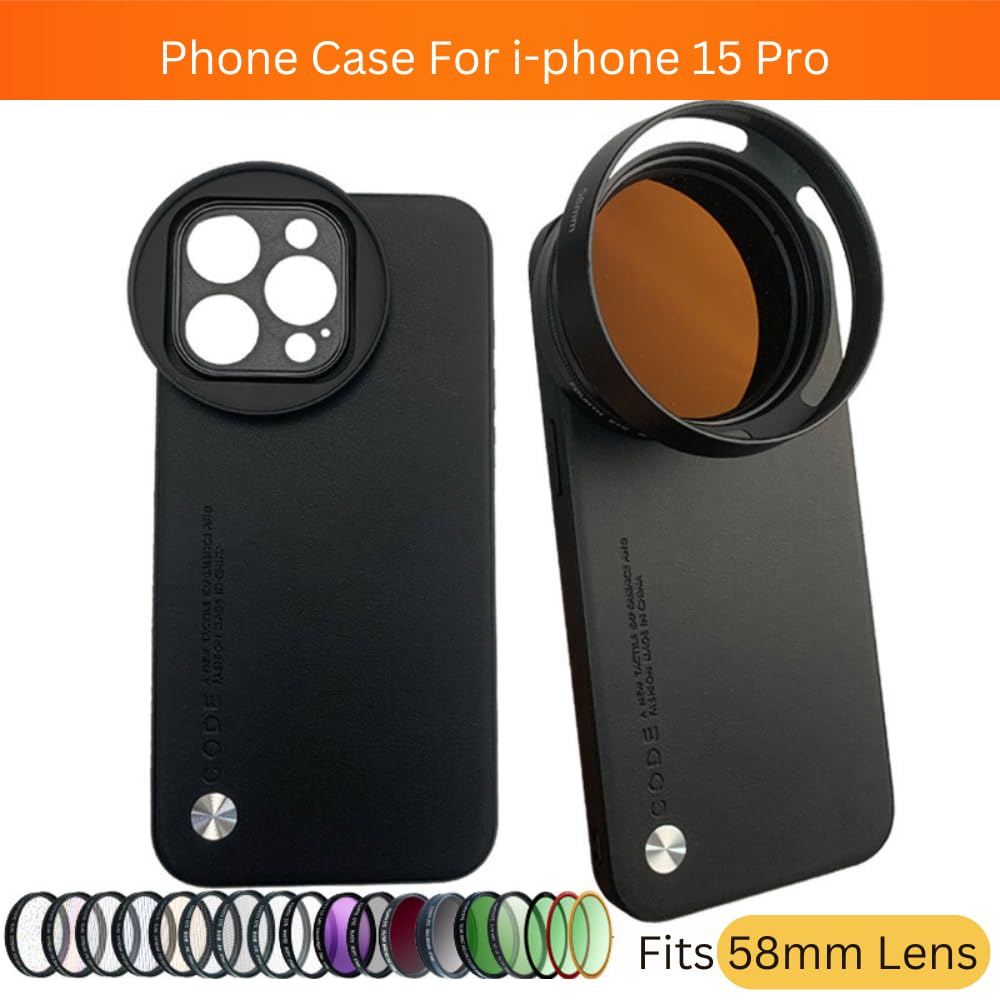 Phone Case Compatible with iPhone 15 Pro Max for 58mm Lens Nd Filter Attachable Aluminum slot mobile Cover