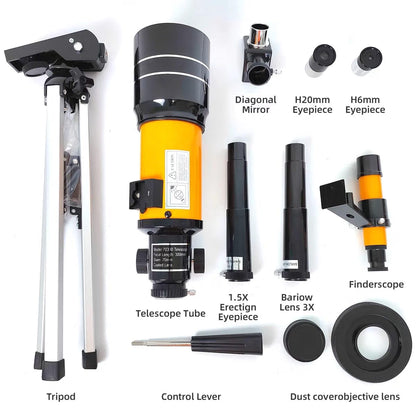GetZget® 300mm Telescope for Kids & Beginners, Portable Refractor Telescope with Adjustable Tripod, Viewfinder, Eyepiece & Diagonal Prism for Moon, Stars & Nature Viewing