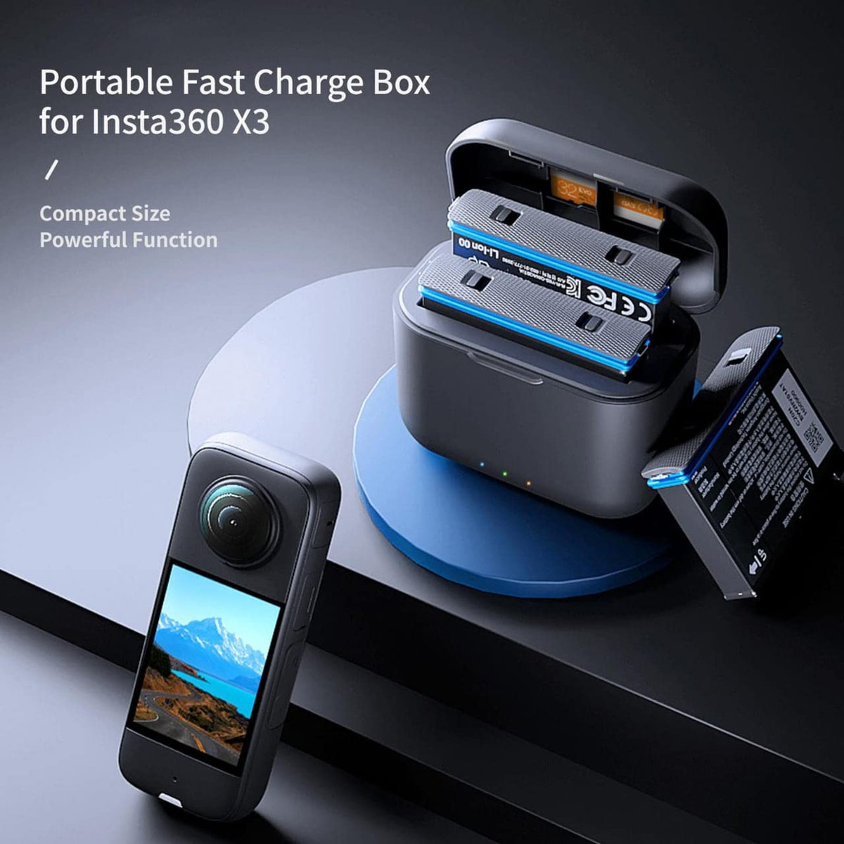 Amagisn 2-Channel Fast Charging Hub for Insta360 One X3 with Micro SD Slots (view 9)