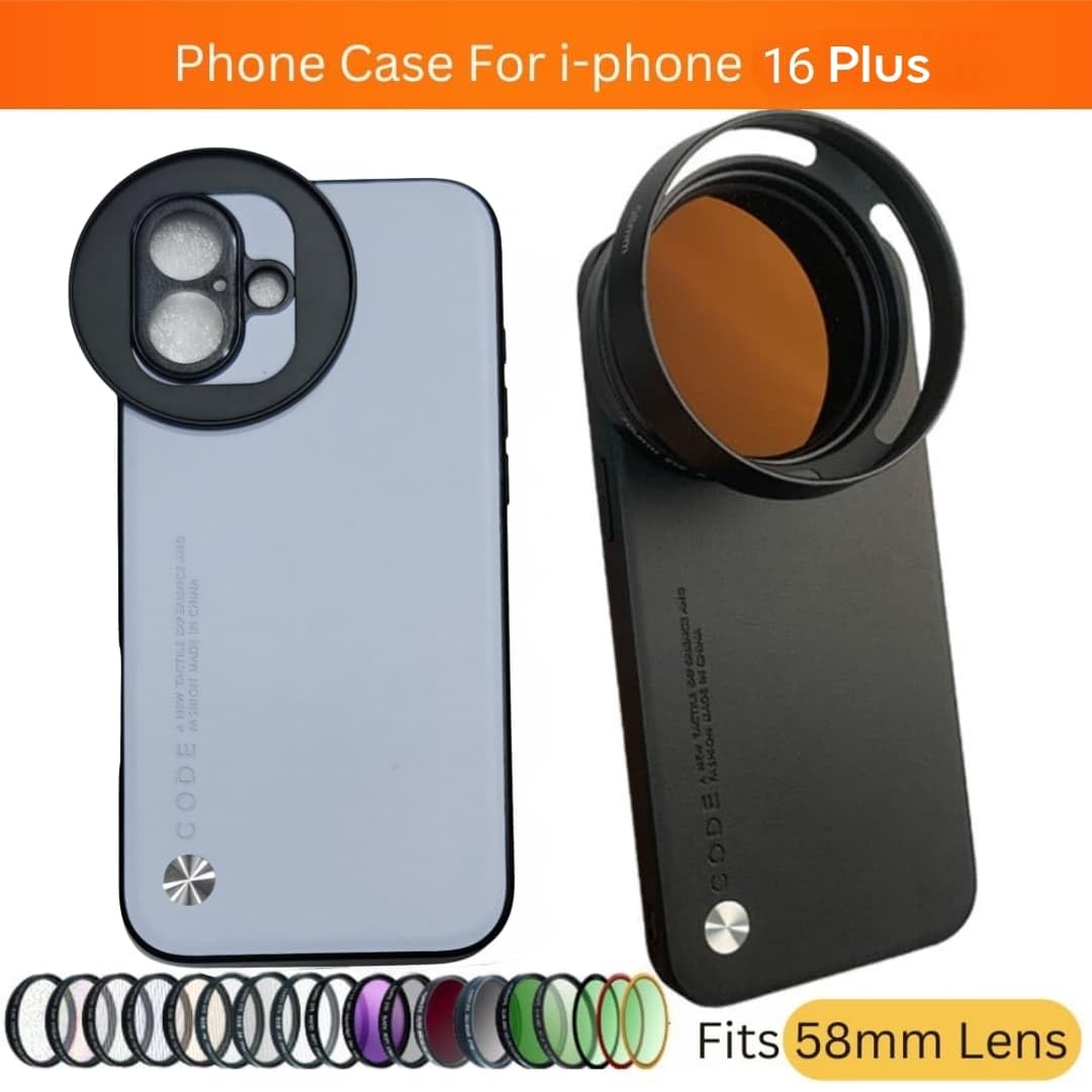 iPhone 16 Plus with Attachable 58mm Lens Nd Filter Aluminum Slot Mobile Cover Accessories (Sky Blue)