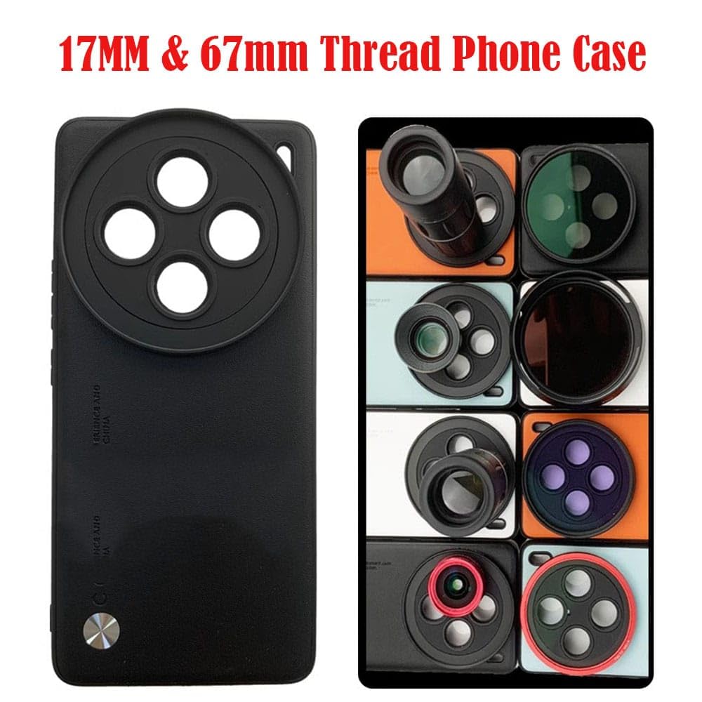 17mm Phone Case Compatible with Vivo X200 with Lens Cap Cover Support 67mm ND Filter & 17mm Lens Accessories (Black) (Vivo X200)