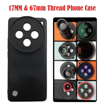 17mm Phone Case Compatible with Vivo X200 with Lens Cap Cover Support 67mm ND Filter & 17mm Lens Accessories (Black) (Vivo X200)