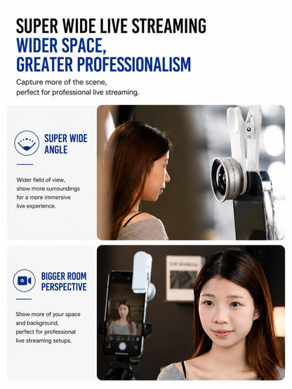 Wide Angle Lens for Smartphones, Universal Clip-On Camera Lens with Holder Clip