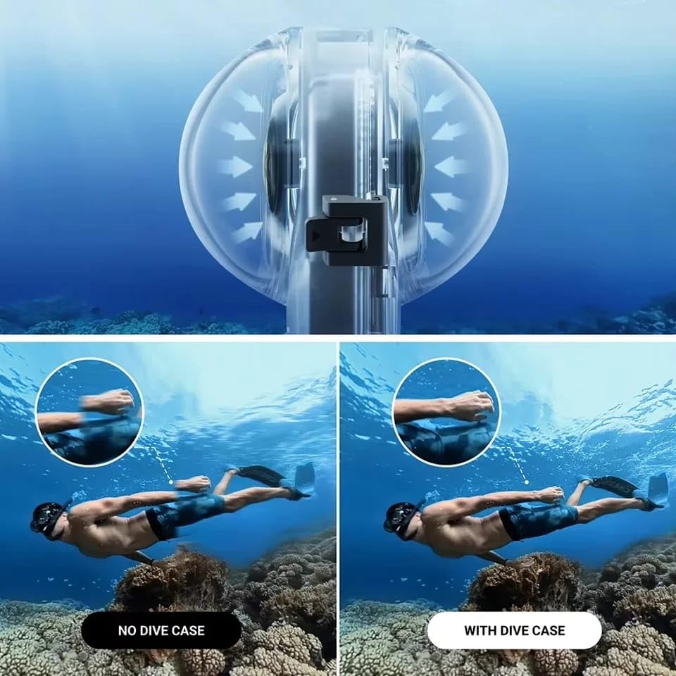 GetZget Waterproof 60M Underwater Invisible Dive Case For Insta360 X5 