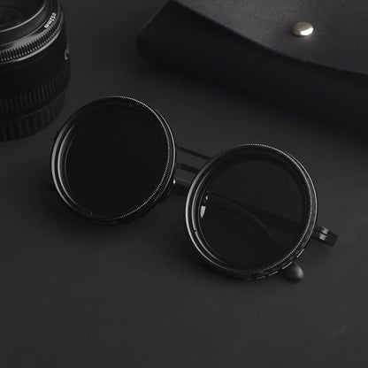 Adjustable Polarized Sunglasses with 1-9 Tint Levels - UV400 Protection & ND Filter Lenses - Unisex Round Frame Beach Eyewear
