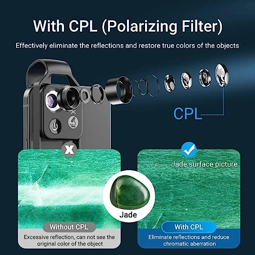 200X Magnifying Lens for Mobile Phones and Smartphone Microscope Lens with CPL Mobile LED Light Macro Lenses