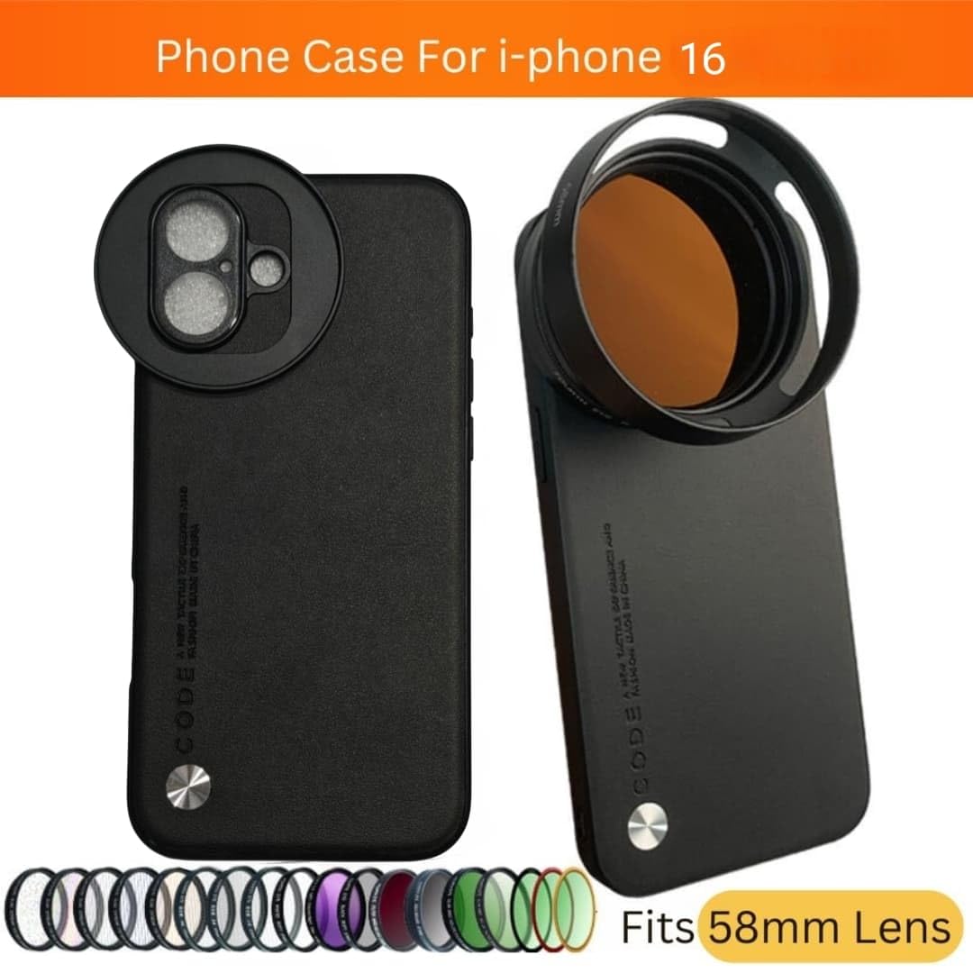  iPhone 16 with Attachable 58mm Lens Nd Filter Aluminum Slot Mobile Cover