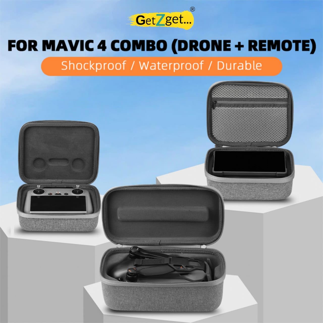GetZget® Carrying Case Bag For DJI Mavic 4 pro Body & Rc pro 2 Remote Protective Case Best Air Travel casing Accessories (Combo)