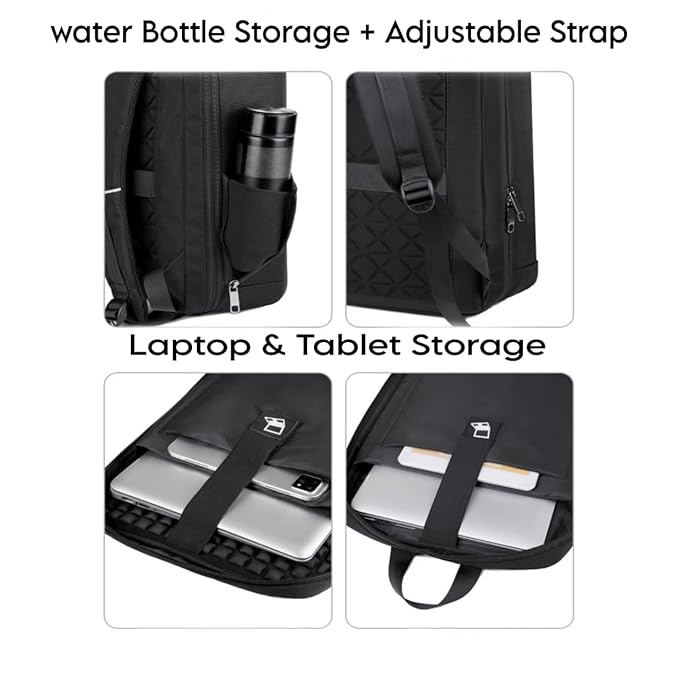 Laptop Bag Multipurpose Fashion Hard Case Backpack for School/College/Office With USB & Type-C Charging Port & Number Lock (Blue)